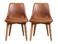 Sedia da pranzo - legno-similpelle - 52 x 59 x 84 cm - marrone cognac-legno naturale - stile rétro moderno