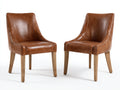 Sedia da pranzo - legno-similpelle - 58 x 64 x 89 cm - marrone cognac-legno naturale - stile vintage contemporaneo