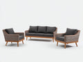 Divani da esterno - Fibra intrecciata-legno-tessuto - 218 x 88 x 82 cm - Grigio antracite-marrone naturale - Stile contemporaneo