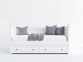 Divano letto - MDF-Legno di pino-Metallo - 208 x 99 x 96 cm - Bianco - Stile classico con cassetti contenitore
