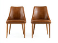 Sedia da pranzo - legno-similpelle - 50 x 58 x 87 cm - marrone cognac-legno naturale - stile retrò