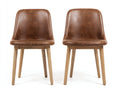 Sedia da pranzo - legno-similpelle - 50 x 58 x 86 cm - marrone-legno naturale - stile vintage essenziale