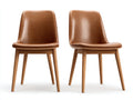 Sedia da pranzo - legno-similpelle - 48 x 56 x 85 cm - marrone chiaro-legno naturale - stile scandinavo