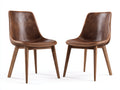 Sedia da pranzo - legno-similpelle - 51 x 59 x 85 cm - marrone scuro-noce - stile retrò contemporaneo