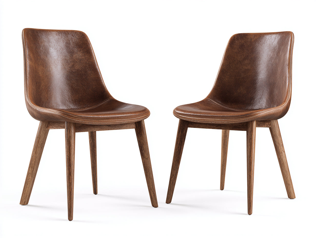 Sedia da pranzo - legno-similpelle - 51 x 59 x 85 cm - marrone scuro-noce - stile retrò contemporaneo