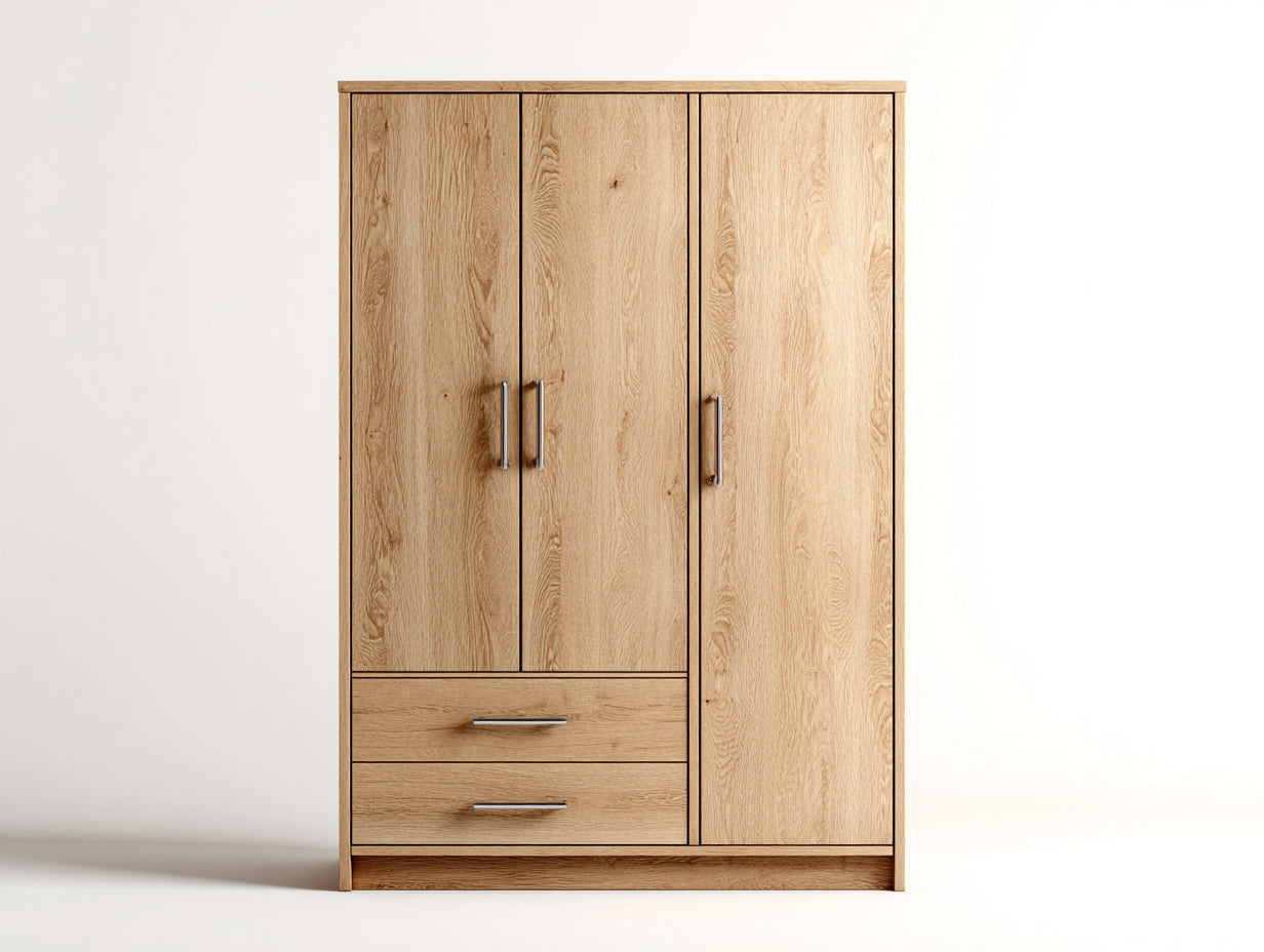 Armadio - Legno ingegnerizzato - Metallo - 118 x 52 x 182 cm - Rovere naturale - Stile contemporaneo