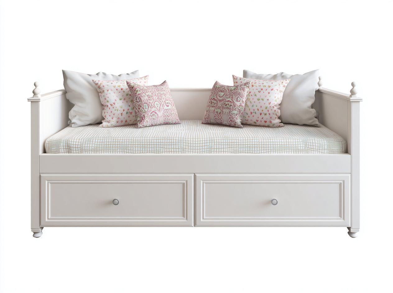 Divano letto - Legno ingegnerizzato-Legno di pioppo-Metallo - 213 x 102 x 96 cm - Bianco - Stile provenzale con cassetti contenitore