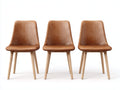 Sedia da pranzo - legno-similpelle - 47 x 55 x 84 cm - marrone chiaro-legno naturale - stile minimalista