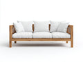 Divani da esterno - Legno-tessuto - 225 x 85 x 78 cm - Bianco-marrone naturale - Stile rustico contemporaneo