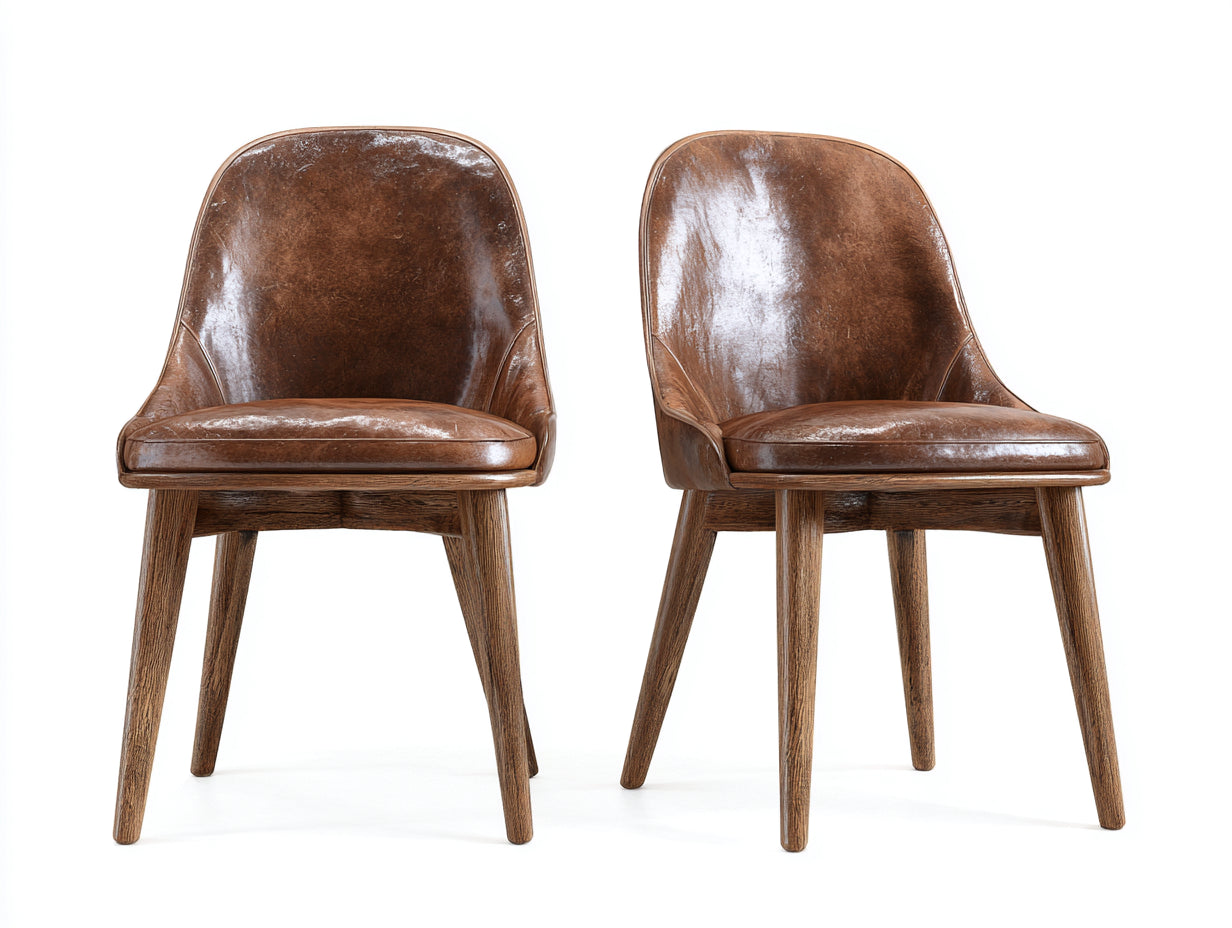 Sedia da pranzo - legno-similpelle - 53 x 60 x 87 cm - marrone scuro-noce - stile vintage elegante