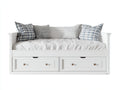 Divano letto - MDF-Legno massello-Metallo - 211 x 101 x 91 cm - Bianco - Stile country con cassetti contenitore