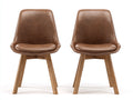 Sedia da pranzo - legno-similpelle - 54 x 60 x 86 cm - marrone-legno naturale - stile moderno organico