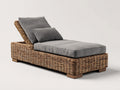 Lettino prendisole - rattan-legno-tessuto - 194 x 78 x 83 cm - grigio-marrone naturale - stile rustico con schienale regolabile