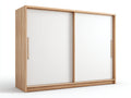 Armadio - Legno ingegnerizzato - Metallo - 200 x 60 x 180 cm - Bianco-Rovere naturale - Stile moderno