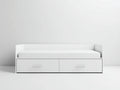 Divano letto - MDF-Legno di pino-Metallo - 204 x 96 x 84 cm - Bianco - Stile minimalista con cassetti integrati