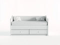 Divano letto - MDF-Legno di faggio-Metallo - 206 x 100 x 94 cm - Bianco - Stile classico con cassetti contenitore