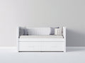 Divano letto - MDF-Legno di pino-Metallo - 205 x 97 x 92 cm - Bianco - Stile rustico con cassetti contenitore
