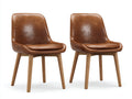 Sedia da pranzo - legno-similpelle - 55 x 61 x 84 cm - marrone cognac-legno naturale - stile contemporaneo
