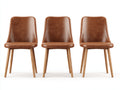Sedia da pranzo - legno-similpelle - 49 x 58 x 86 cm - marrone-legno naturale - stile contemporaneo