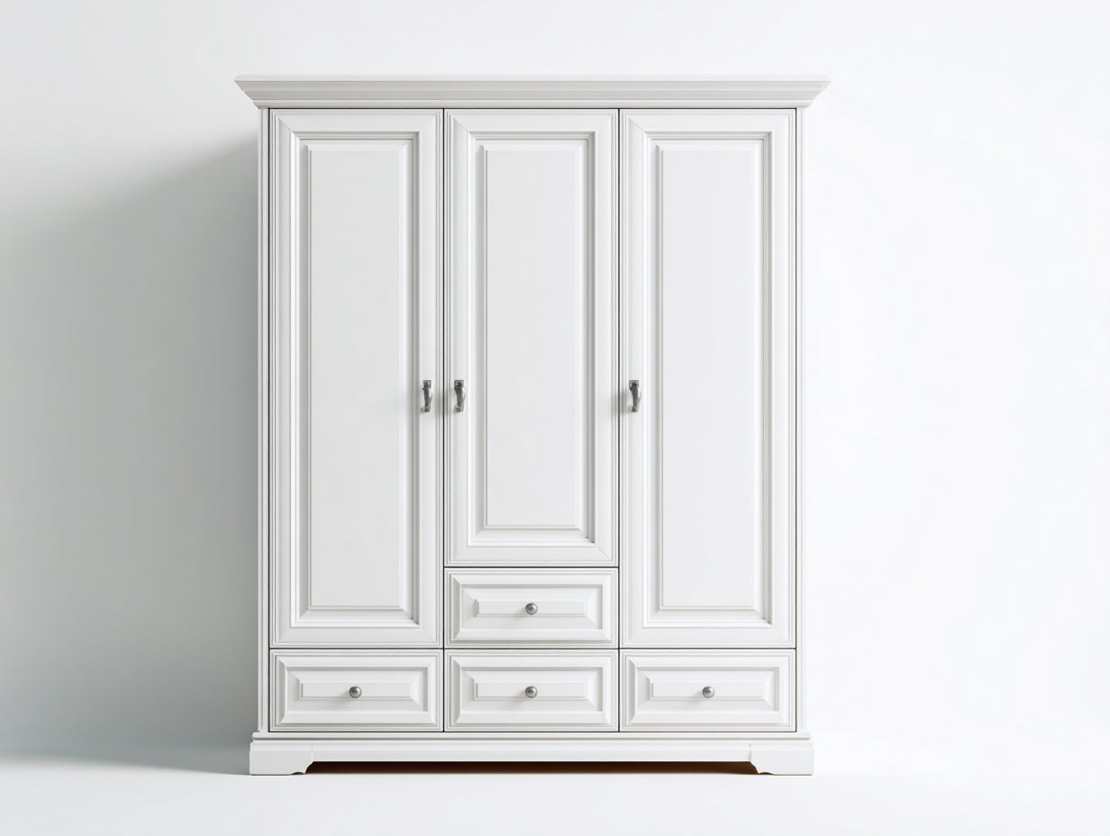 Armadio - Legno ingegnerizzato - Metallo - 152 x 57 x 198 cm - Bianco - Stile classico