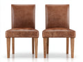 Sedia da pranzo - legno-similpelle - 50 x 59 x 92 cm - marrone-legno naturale - stile classico contemporaneo