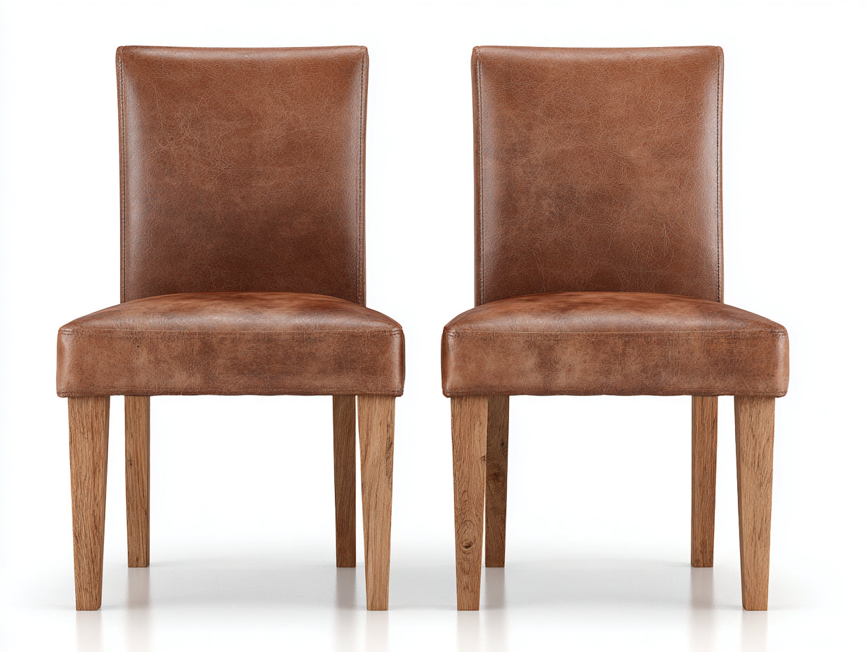 Sedia da pranzo - legno-similpelle - 50 x 59 x 92 cm - marrone-legno naturale - stile classico contemporaneo