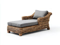 Lettino prendisole - rattan-legno-tessuto - 178 x 85 x 82 cm - grigio-marrone naturale - stile rustico con braccioli curvi