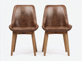 Sedia da pranzo - legno - similpelle - 51 x 61 x 87 cm - marrone scuro-legno naturale - stile industriale