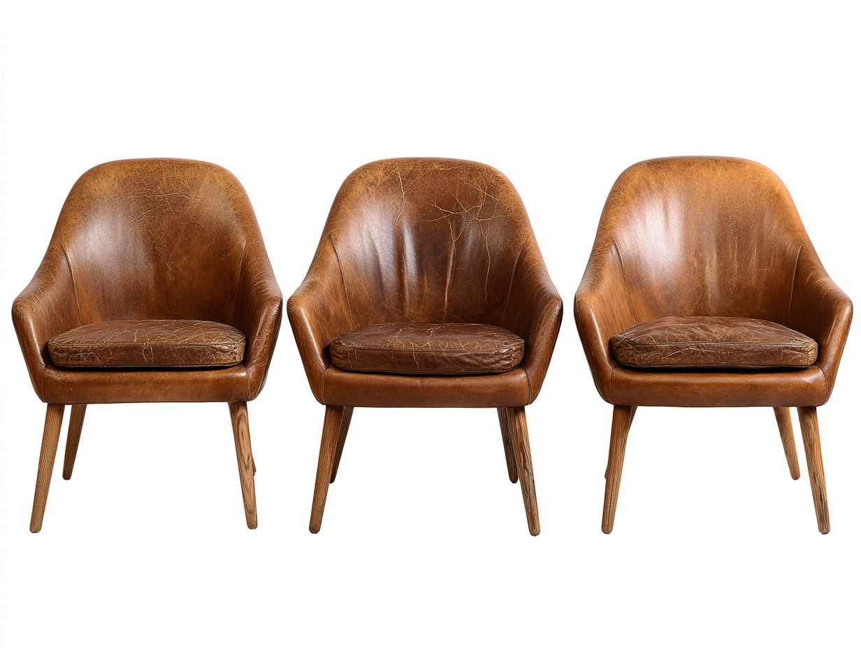 Sedia da pranzo - legno - similpelle - 62 x 65 x 81 cm - marrone-legno naturale - stile vintage