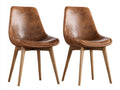 Sedia da pranzo - legno-similpelle - 51 x 58 x 86 cm - marrone cognac-legno naturale - stile vintage moderno