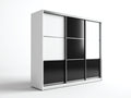 Armadio - Legno ingegnerizzato - Metallo - 180 x 60 x 200 cm - Bianco-Nero - Stile minimalista